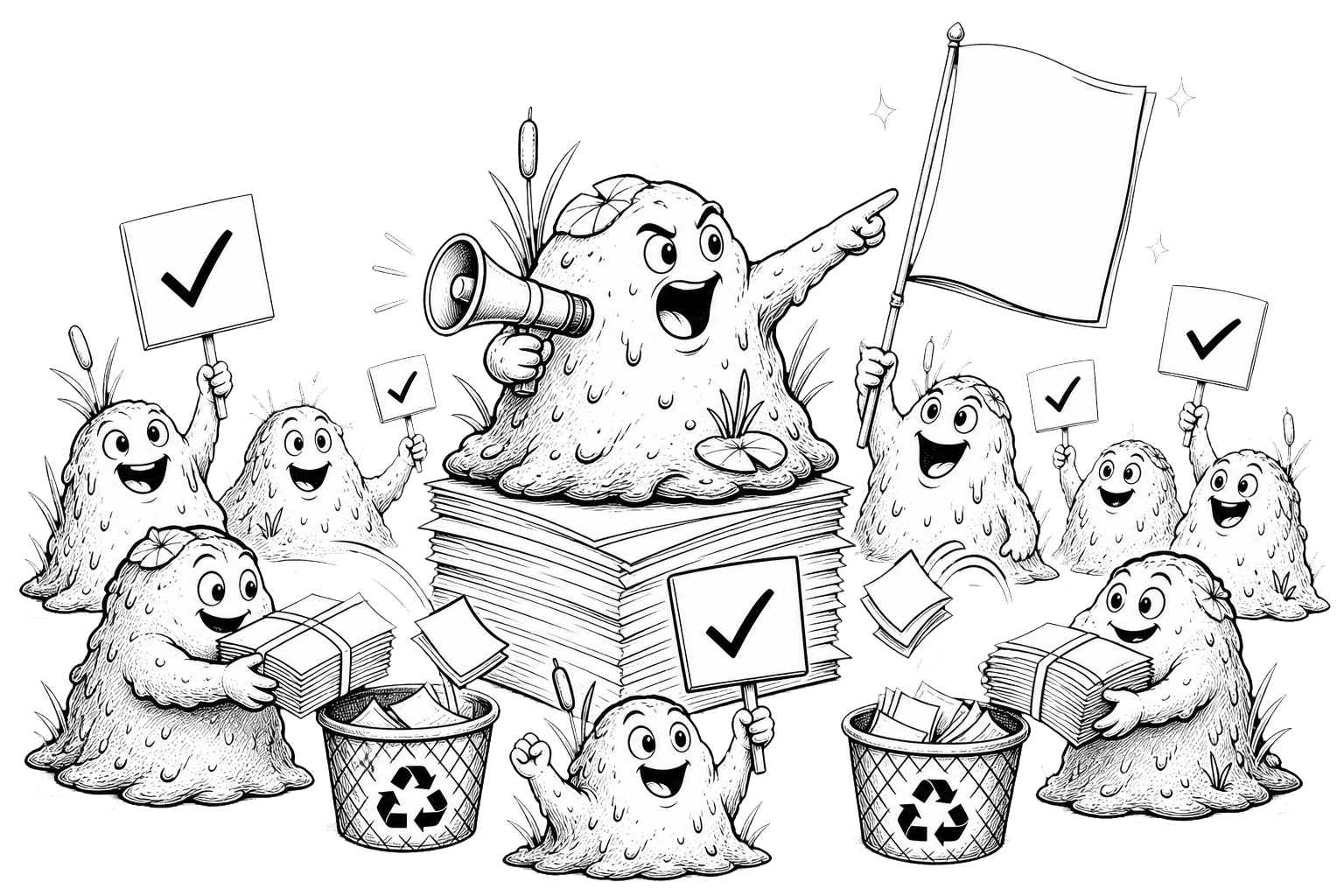 Swamp mascots rallying around clearer writing and recycling bloated drafts
